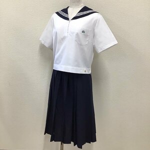 O63/(中古) 兵庫県 高砂高校 セーラー服 上下セット /校章/165A/W66/セーラー/夏スカート/しもかわ/夏服/中学校/高校/女子学生/制服/学生服