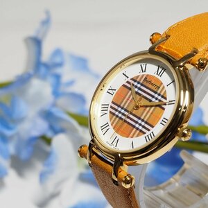 新同品 バーバリー BURBERRY ノバチェック 革ベルト メンズ 腕時計 ゴールド C420