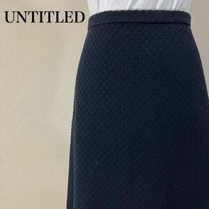 IK217 UNTITLED アンタイトル WORLD ワール ひざ丈スカート ネイビー サイズ1 古着 送料無料