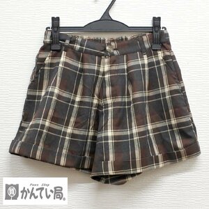 レディース 女性用 チェック ショートパンツ ボトム ブラウン系 茶色系 Mサイズ 秋 冬 ノーブランド ポリエステル100％ クリックポスト発送