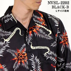 VANSON LEATHERS 【定価\14800＋税】 レーヨンシャツ NVSL-2202 BLACK-B サイズ L