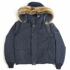 美品◆2020AW MONCLER モンクレール CAVELL WZIP×ボタン デカロゴワッペン付き フーデッド ダウンジャケット ネイビー 2 正規品 メンズ