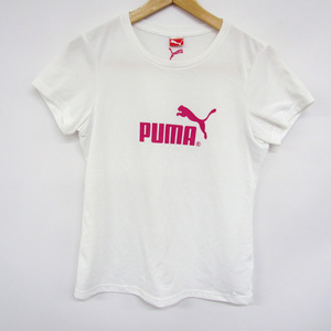 プーマ 半袖Tシャツ ロゴT クルーネック スポーツウェア トップス レディース Lサイズ ホワイト PUMA