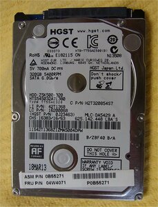 即決・送料無料）HGST 2.5インチ HDD 320GB SATA3.0 600MB/s HTS545032A7E380 厚さ7mm 使用時間4592時間