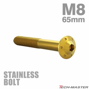 M8×65mm P1.25 ボタンボルト ステップホールヘッド ステンレス ゴールド カウル フェンダー 車 バイク カスタム 1個 TR0562