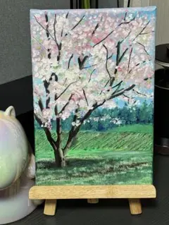 「春の意」　手描き　油絵　風景画　原画