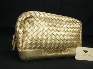 1円 BOTTEGA VENETA ボッテガヴェネタ イントレチャート レザー クラッチバッグ セカンドバッグ ゴールド系 FC0387