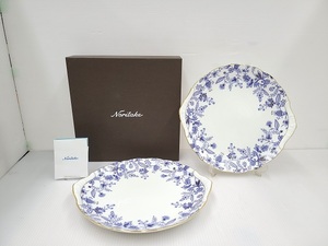 【未使用展示品】 ノリタケ Noritake ブルーソレンティーノ 28cm パーティープレート 2枚セット 箱あり ○YR-17144○