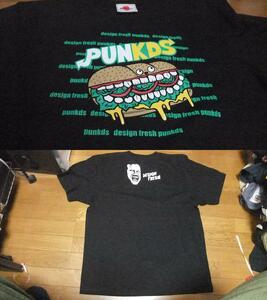 未使用 パンクドランカーズ punkdrunkers ハンバーガー Tシャツ 黒 XL LL 歯 歯茎 ホラー 映画 パン バーガー