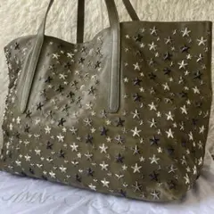 【希少色・美品】JIMMY CHOO スタースタッズ トートバッグ カーキ 迷彩