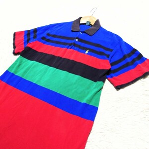 【1円〜】希少なXLサイズ ポロバイラルフローレン Ralph Lauren ポロシャツ マルチカラー クレイジーパターン 90