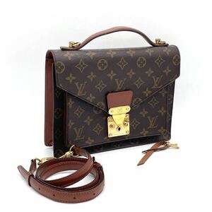 1円 外観美品 LOUIS VUITTON ルイヴィトン モノグラム モンソー26 2way ハンドバッグ ショルダー レディース メンズ M51187