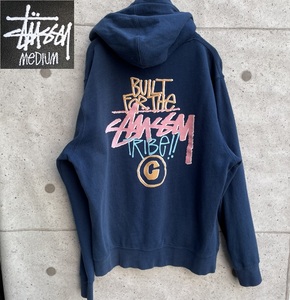 90s 00s STUSSY ステューシー プリントロゴ プルオーバー パーカー フーディー size M ヴィンテージ オールド