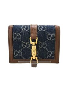 GUCCI◆2つ折り財布_ジャッキー1961_GGデニム/デニム/IDG/総柄/レディース