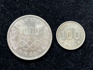 東京五輪 記念銀貨　1964年　昭和39年　1000円硬貨　100円硬貨