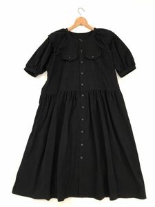 tricot COMME des GARCONS ブラックワンピースドレス sizeM シャツワンピース ノーカラー トリコ コムデギャルソン 黒