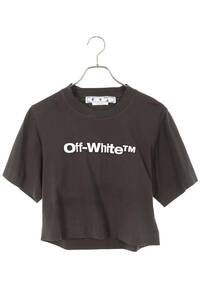 オフホワイト OFF-WHITE OMAA090F22JER003 サイズ:XS ロゴ刺繍ショート丈 クロップドTシャツ 中古 BS99