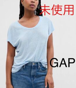 W)リラックス リネン ドルマンTシャツ　GAP ギャップ　水色