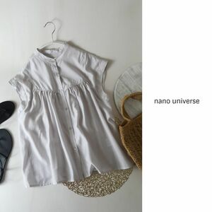 ナノ ユニバース nano universe☆洗える フロントギャザー切り替えブラウス フリーサイズ☆A-O 1977