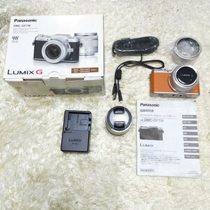 訳あり Panasonic パナソニック LUMIX リミックス ミラーレスカメラ ジャンク ダブルレンズ　望遠 標準 コンパクト DMC-GF7W キャメル