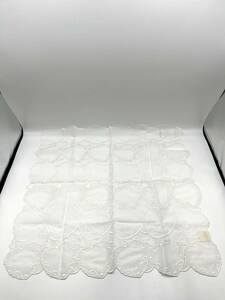 【シール付き未使用品】JILL STUART　ジルスチュアート　ハンカチ　スカーフ　刺繍　ホワイト　47×47　コットン