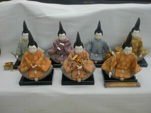 【蔵出品】江戸木目込 御所の宴 七人雅楽（ミュージシャン）　 岩槻人形共同組合