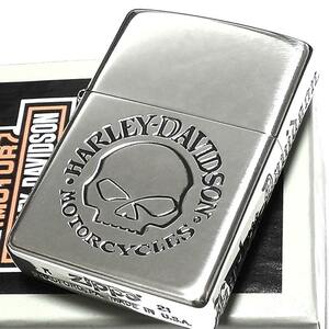 ZIPPO ハーレー ダビッドソン スカル シルバー サイド彫刻 ロゴ かっこいい ジッポライター ドクロ おしゃれ 銀燻し