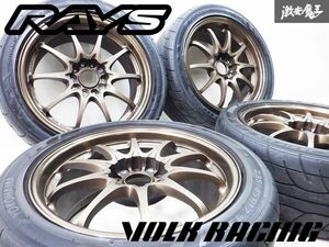 良品! RAYS レイズ VOLK RACING ボルクレーシング CE28N FORGED 鍛造 モノブロック 17インチ 8J +44 5穴 PCD114.3 4本 タイヤ付き ランエボ