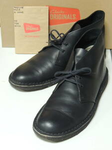 ◆ 美品 UK9.5 クラークス CLARKS デザートブーツ DESERT BOOT 黒 ブラック スムース レザー EUR 44 革 シューズ 靴