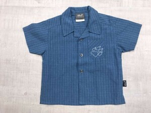 ジャックウルフスキン Jack Wolfskin FAMILY アウトドア アメカジ スポーツ チェック半袖シャツ オープンカラー キッズ 子供服 92cm 紺