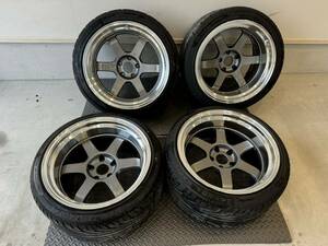 【希少廃盤】RAYS VOLKRACING TE37V MARK2 18インチ 10.5J -25 10.5J -40 GM タイヤ付き　4本セット