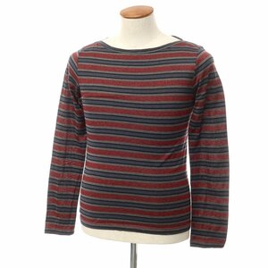 【中古】フェンディ FENDI コットンルレックス ボーダー ラメ 長袖Ｔシャツ ワイン【サイズ46】