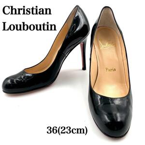 【極美品】Christin Louboutin　クリスチャン 　ルブタン　レッドソール　ハイヒール　パンプス　アーモンドトゥ　ブラック　BLACK　黒　36