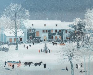 ミッシェル・ドラクロワ『雪のクリスマス』リトグラフ 版画 本人鉛筆サイン30部限定 アールビバン保証書付