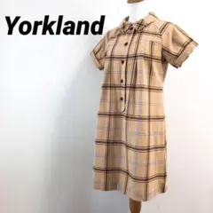 Yorkland　ヨークランド　ロングワンピース　チェック　ベージュ　M　大人気