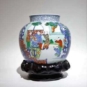 粉彩 人物 瓶 罐 中国古玩 古美術品 骨董品 時代品 美術品 大明萬年 在銘