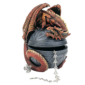 ケルトの宝珠を守護するドラゴン彫像 彫刻箱/ ゲームオブスローンズ スコットランド 記念品 プレゼント(輸入品