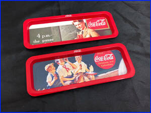 Coca cola コカ・コーラ アンティーク 当時物 昭和レトロ ヴィンテージ トレイ トレー ブリキ 缶 2枚セット