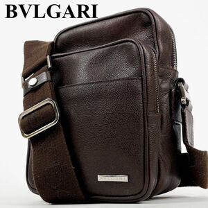未使用に近い BVLGARI ブルガリ ショルダーバッグ ボディバッグ サコッシュ ポシェット 斜め掛け可能 カバン 鞄 バック オールレザー