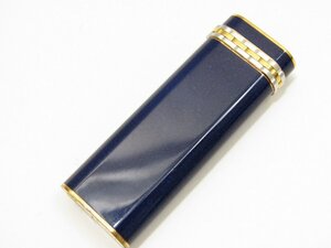 1円スタート 着火未確認 CARTIER カルティエ ガスライター ネイビー×ゴールド 中古 訳有