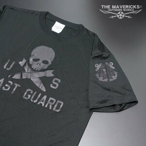 水陸両用 ラッシュガード にも使える メンズ 半袖 S ドライ Tシャツ U.S.CoastGuard アメリカ沿岸警備隊 スカル ミリタリー 黒 ブラック