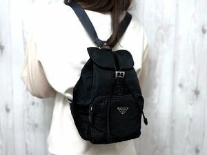 極美品 PRADA プラダ テスート ナイロンリュック リュックサック バッグ B5827F ナイロン×レザー 黒 70720Y