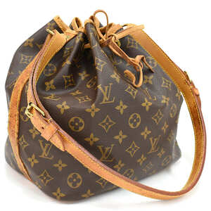 1円 ◆定価15万 美品 LOUIS VUITTON ルイヴィトン ショルダーバッグ プチノエ M42226 モノグラム ブラウン◆E.Cmmr.tI-18