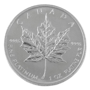 中古A/美品 純プラチナコイン メイプルリーフ 1オンス 1oz ランダムイヤー カナダ 白金 地金型 メープルリーフ Pt999プラチナ 硬貨