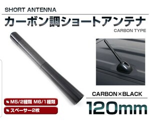黒　ブラック 汎用 アルミ&カーボン製 ショート ルーフ アンテナ 12cm