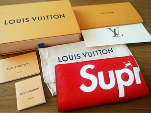 未使用 正規品 レシート付き Supreme × Louis Vuitton PF BRAZZA SP EPI DWT RED M67719 ルイヴィトン シュプリーム エピ ブラザ 長財布