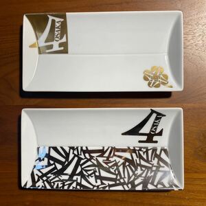 レア FRANCK MULLER フランクミュラー 白山陶器 ノベルティ 角皿 プレート 食器 ペア 2枚 HAKUSAN 大阪 シルバー ゴールド 非売品