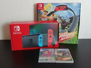 13470-02★任天堂 Nintendo Switch ニンテンドースイッチ 本体 HAC-001(-01) リングフィットアドベンチャー ゲームソフト おまとめセット★