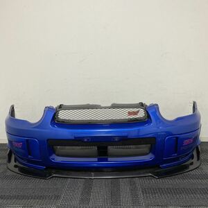 中古 希少 スバル GDB インプレッサWRX STI 中期 涙目 C型 D型 E型 純正 フロントバンパー カーボン フロントスポイラー グリル ブルー 青