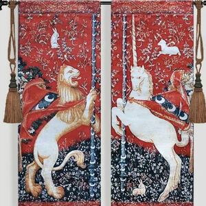タペストリー コットン　貴婦人と一角獣　獅子とペガサス　壁掛け西洋風壁掛けインテリア　ジャカード織り　ジャガード織り